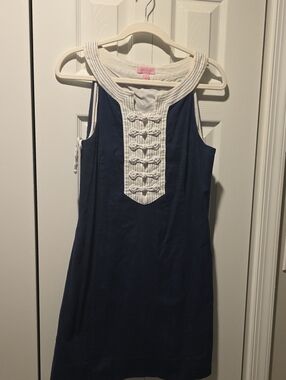 Lilly Pulitzer Navy Sleeveless Dress with Cream Front Panel